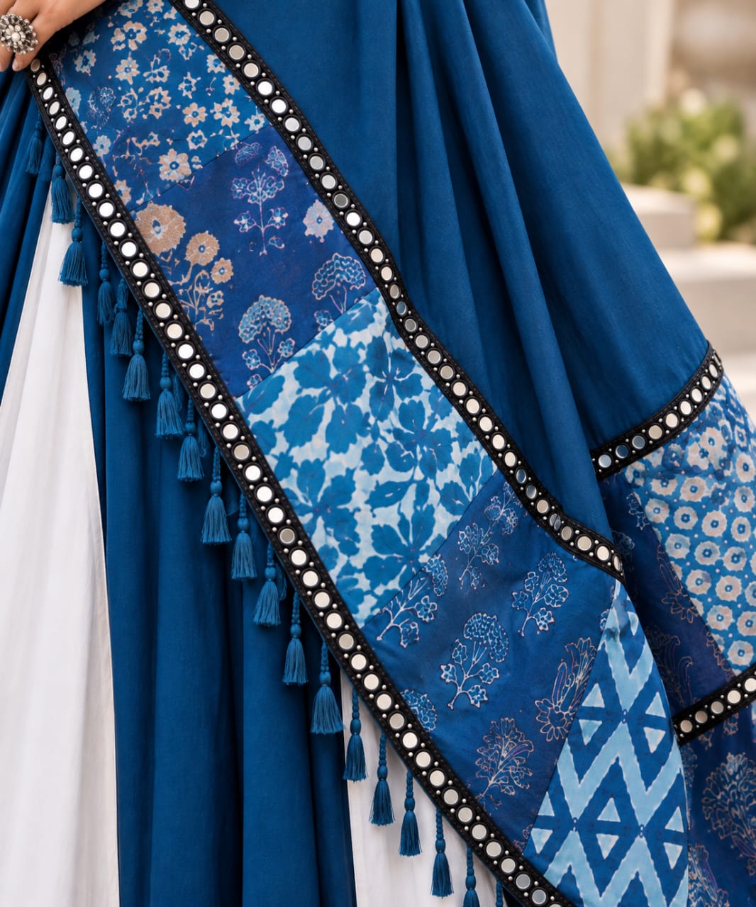 Blue & White Mirror work Chaniya Choli