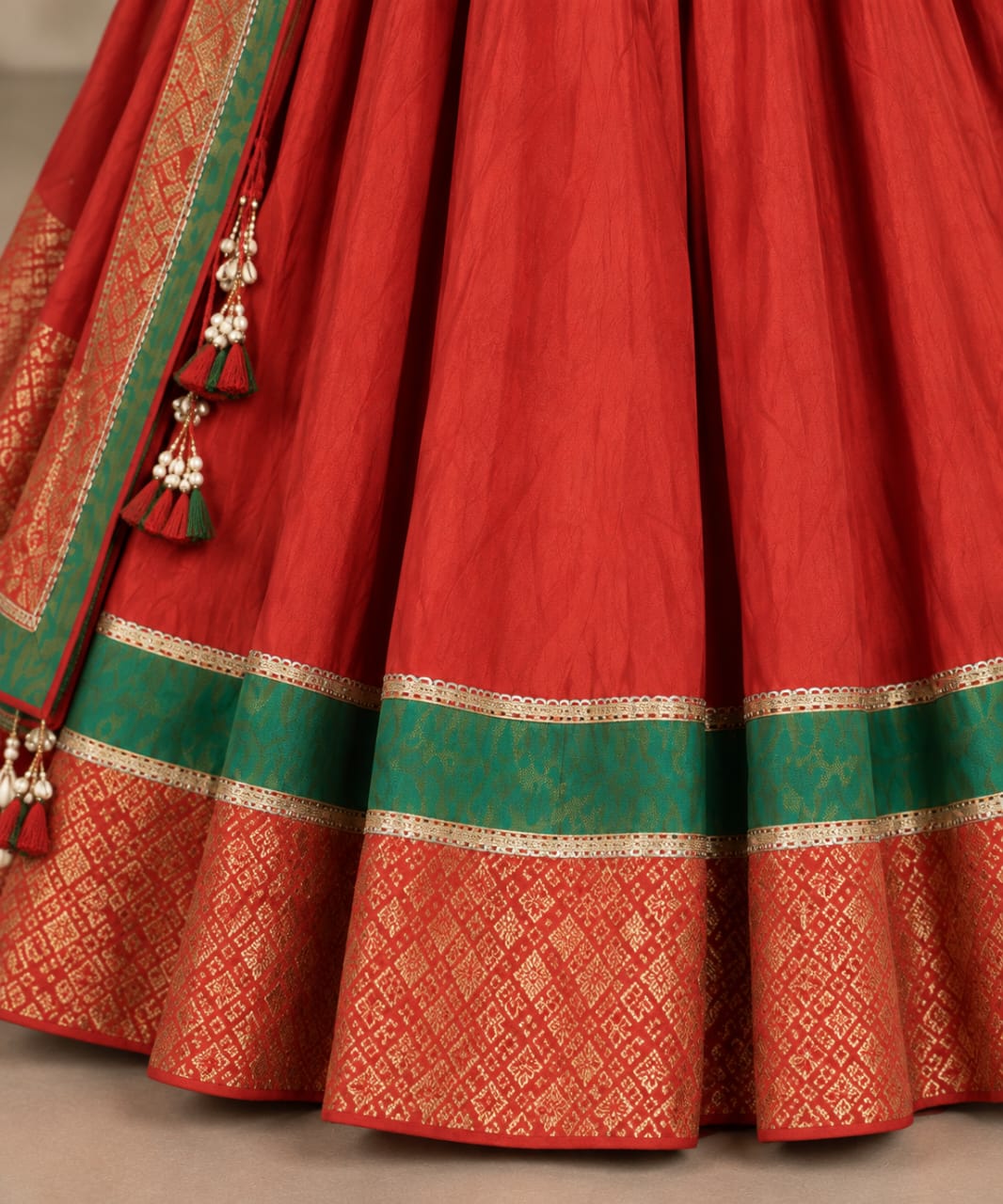 Chandraghanta Coral Chanderi Silk Chaniya Choli - Navratri / Dandia Dress
