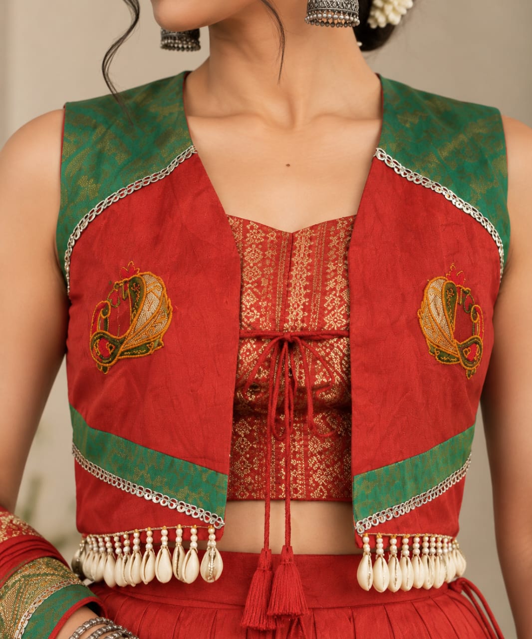 Chandraghanta Coral Chanderi Silk Chaniya Choli - Navratri / Dandia Dress