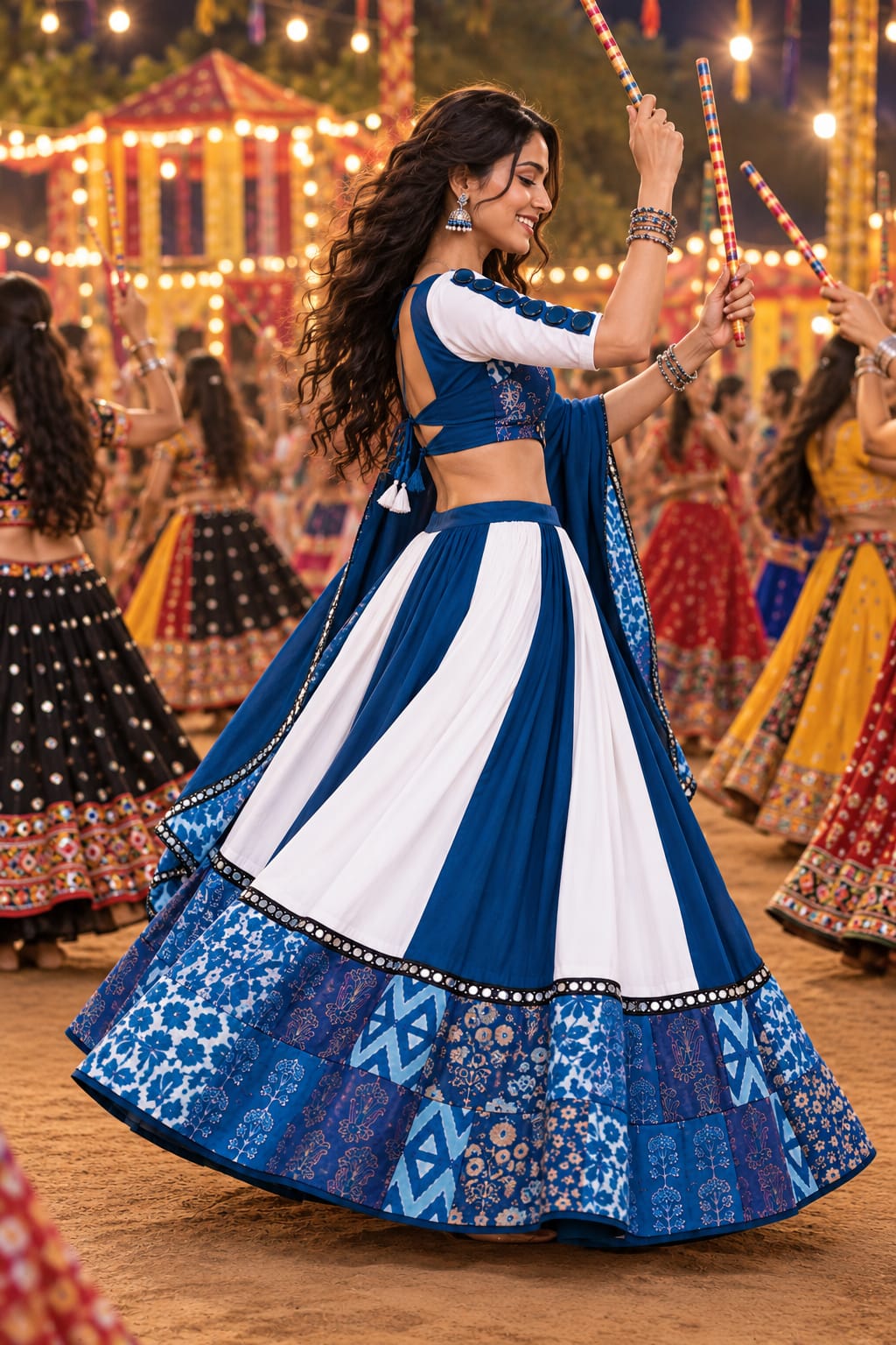 Blue & White Mirror work Chaniya Choli