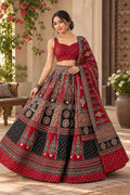 Red Black Ajrakh Chaniya Choli