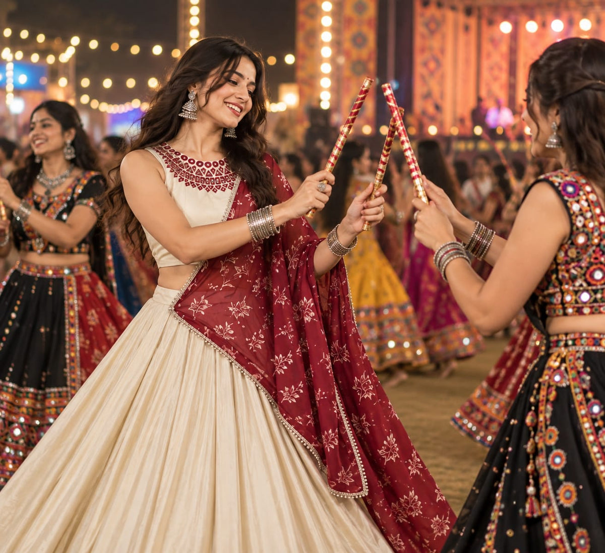 Maroon Ivory Chanderi Silk