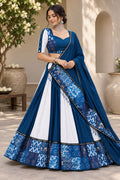 Blue & White Mirror work Chaniya Choli