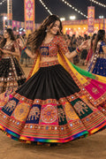 Multicoloured with Black Chaniya Choli