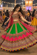 Multicoloured with Green Chaniya choli